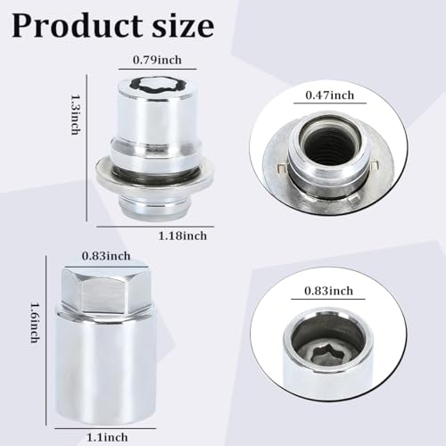 M12 x 1.5 Wheel Lock Lug Nut Set, 4PCS Vehicle Tire Lock and 1PC Key