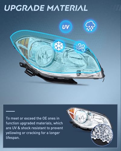 Nilight Headlight Assembly Compatible with 2008-2012 Chevy Malibu - color: Chrome Housing Amber Reflector, size: 2008-2012 Chevy Malibu