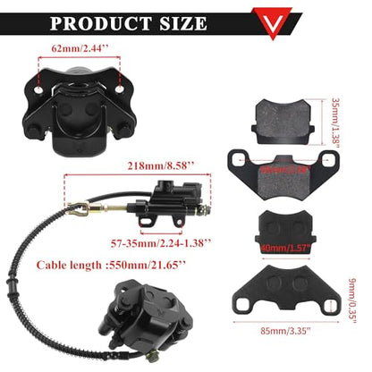 PRO BAT Rear Brake Master Cylinder Caliper With Brake Pad Assembly - color: Black