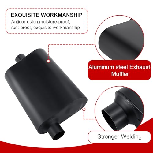 Mufflers 2 Chamber 2.5" Universal Muffler Performance Exhaust Muffler 2.5 IN Pipe,Aggressive Sound,Black(2.5" offset in/center out/overall 18") - size: 2.5" offset in | 2.5" center out | overall 18", style: Offset in | Center out