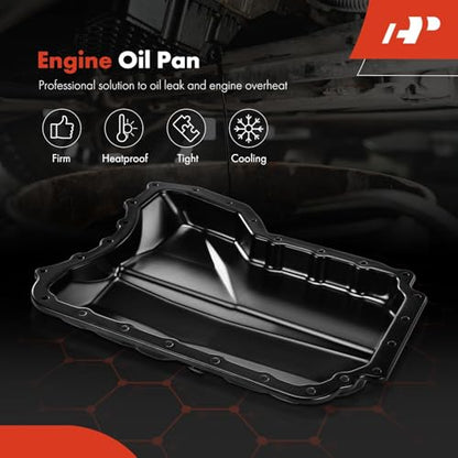 A-Premium Lower Engine Oil Pan Sump with Drain Plug Compatible with Volkswagen Jetta 2005-2018, Passat 2012-2018, Golf 2010-2014, Beetle 2006-2019, Rabbit 2006-2009, Golf SportWagen, 2.5L