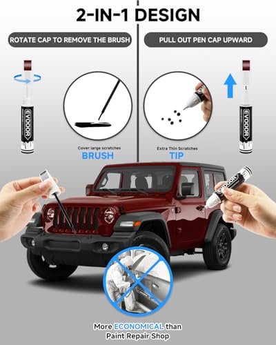 PRP/JRP Deep Cherry Red Crystal Pearl Touch Up Paint Compatible with JeepExact Match 2 in 1 Touch up Paint for Chips and Nicks Repair - color: Deep Cherry Red Crystal Pearl(PRP/JRP) Compatible with Cherokee/Compass/Grand-Cherokee/Patriot
