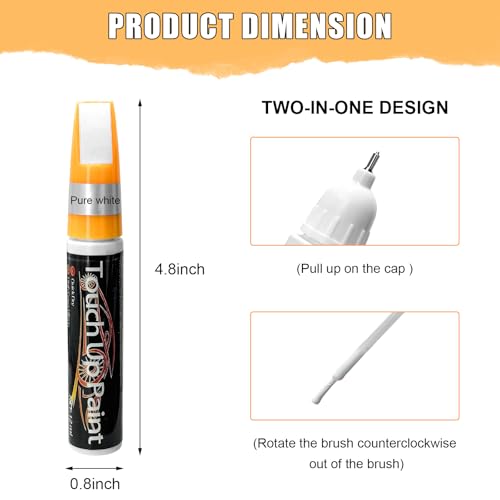 Touch Up Paint Pen for Cars, 2 in 1 Quick Drying Touch Up Pen Lasting Auto Scratch Remover, 0.4 Fl Oz Color Accurate Paint Pens Quick & Easy Solution to Repair Scratches (White) - color: White