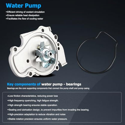 OTO-K Timing Belt Kit with Water Pump Compatible with Honda Accord 1994-2002,Odyssey 1998,Acura CL 1997-1999,Isuzu Oasis 1998-1999,2.2L 2.3L L4 SOHC,Replace #TCKWP244 TBK244 TBKWP244 - size: TBK244