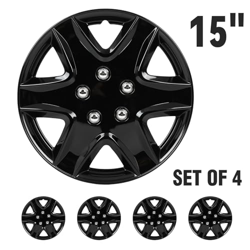 OCPTY 15" Hubcaps, Durable and Reliable Automotive Wheels Easy to Install - color: Black, size: 15"