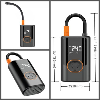 Tire Inflator Portable Air Compressor,150PSI,Digital Pressure Gauge Monitoring,Smart Air Pump for Vehicles, Motorcycles, Bicycle Tires, and Sports Equipment