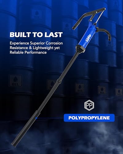 OMT 55 Gallon Drum Pump, Fits 5 to 55 Gallon Drums & Barrels - color: Blue Lever Action Reinforced PP Pump
