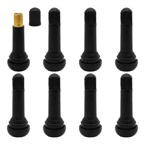 8Pcs TR414 Tubeless Tire Valve Stems, Premium Rubber Snap-in Valve Stems for 0.45" Rim Holes, Universal Fit for Car, Truck, Lawn Mower, Trailer, Leakproof, Easy Installation (Black) - size: TR414