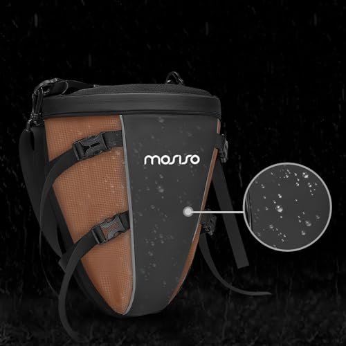 MOSISO Motorcycle Tail Bag Waterproof Polyester Storage Saddle Bag,Brown - color: Brown