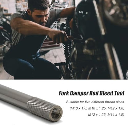 Motorcycle Fork Damper Rod Bleed Tool, 5 in 1 Damper Rod Bleed Tool Motorcycle Fork Bleed Tool, M10x1.0, M10x1.25, M12x1.0, M12x1.25, M14x1.0