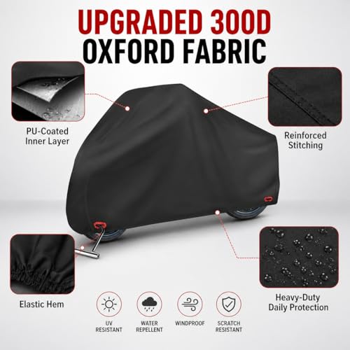 300D Motorcycle Cover Compatible with Suzuki V-Strom 650, Heavy Duty Waterproof Outdoor Adventure Bike Cover, Precision Fit for Mid-Size ADV Touring Motorcycle, Rain Sun Dust Wind Protection - size: FIT to Suzuki V-Strom 650