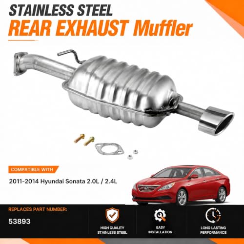 53893 Rear Exhaust Muffler for 2011-2014 Hyundai Sonata 2.0L/2.4L Left HS08 - size: Sonata''SIZE
