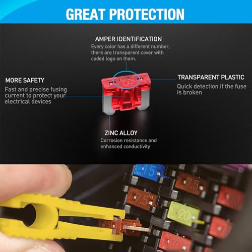 Nilight 180 Pcs Automotive Blade Fuse Kit Standard Mini Fuse Assortment - color: 180PCS 2 Style Fuses w/Circuit Tester