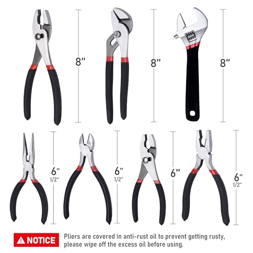 FASTPRO 7-Piece Pliers and Wrench Set, Pliers Tool Set