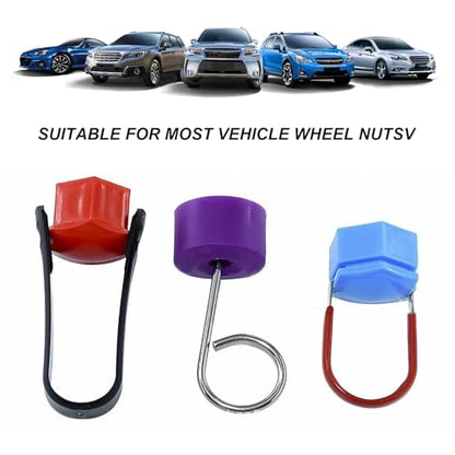 3 PCS Car Wheel Hub Bolt Nut Cover Removal Tool, 3 Types Heavy Duty Auto Wheel Lug Nut Caps Puller Set, Universal Tyre Bolt Caps Removal Tool Set for Cars Trucks SUVs