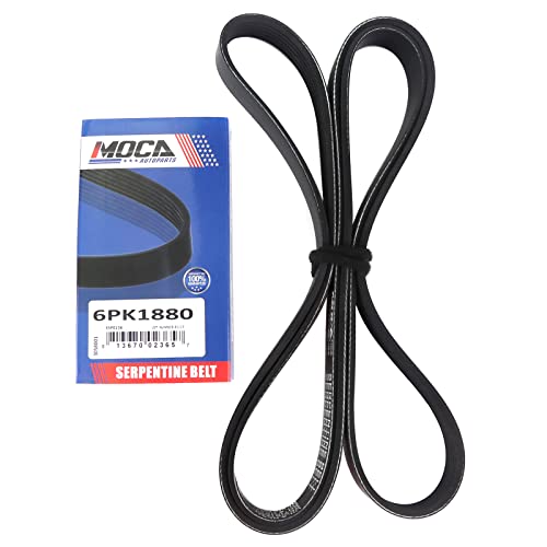 MOCA 6PK1880 EPDM Serpentine Belt Fits 2002-2005 for Audi A4 3.0L & 2005-2006 for Mitsubishi Lancer 2.4L & 2003-2007 for Toyota Matrix 1.8L & 1998-2005 for Volkswagen Passat 2.8L - size: 6PK1880