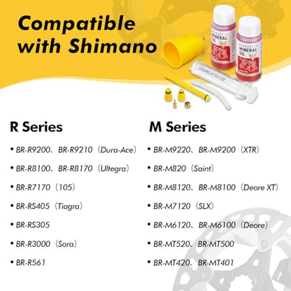 Brake Bleed Kit for Shimano Hydraulic Brakes, Brake Fluid Change Hydraulic Kits, Including High Performance Brake Fluid Mineral Oil 120ml