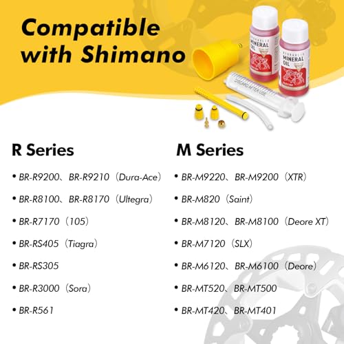 Brake Bleed Kit for Shimano Hydraulic Brakes, Brake Fluid Change Hydraulic Kits, Including High Performance Brake Fluid Mineral Oil 120ml