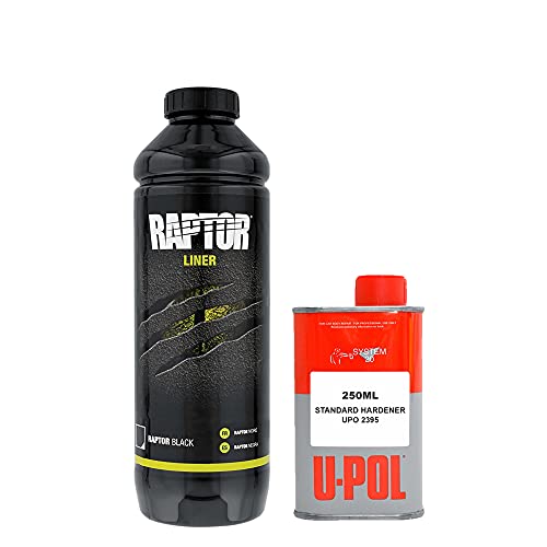 Custom Shop U-Pol Raptor Black Urethane Spray-On Truck Bed Liner, 1 Quart - color: Black, size: 1 Quart Kit