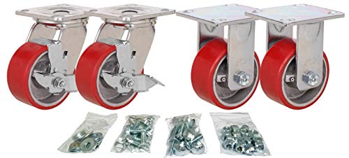 Toolbox Caster Set | 4" for Greenlee, Knaack and Other Job Boxes | All Mounting Hardware Included - size: 4x2" With Brakes