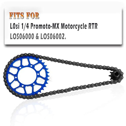 Upgrades Parts Aluminum 7075 Rear Hub Chain Sprocket 36T Gears&Manganese Steel Roller Chain&10T Steel Front Sprocket for L0Si 1/4 Promoto-MX Motorcycle RTR FXR(los06000)(los06002),Navy Blue - color: Navy Blue/(Losi 1/4)