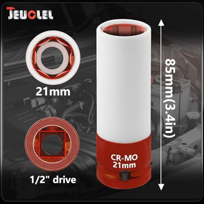 21mm 1/2"Drive Wheel Protector Impact Socket, Lug Nut Impact Socket - size: 21MM