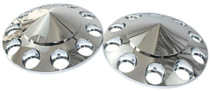 Chrome ABS 33 mm Thread-On Spiked Axle Cover Combo Kit with Removable Hub Caps and Lug Nut Covers for Semi Truck
