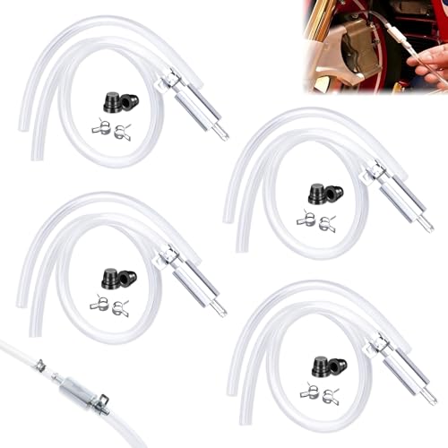 Brake Bleeder Hose - One Way Check Valve Tube Bleeding Tool Kit, Universal Brake Fluid Bleeder Kit for Motorcycle Clutch, Soft Tube with Metal Clips, Break Bleeder Kit (4pcs)