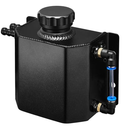 BDFHYK Coolant Overflow Tank, Aluminum Radiator Reservoir Tank, 1L Reservoir Expansion Tank Universal, Black - color: black, size: 1 Liters