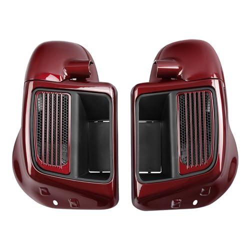 HR3 Mysterious Red Sunglo Water-Cooled Vented Fairing Lowers Kit Compatible with 2015 Electra Glide Ultra Classic FLHTCU (Replace for OEM) - color: Mysterious Red Sunglo