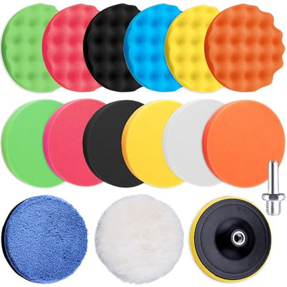 SIQUK 16 Pieces Buffing Pads 5 Inch Car Polishing Pad Kit Foam Polish Pads - size: 5 Inch