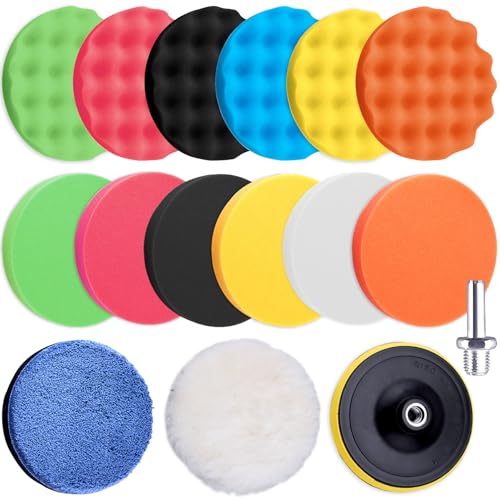 SIQUK 16 Pieces Buffing Pads 7 Inch Car Polishing Pad Kit Foam Polish Pads - size: 7 Inch