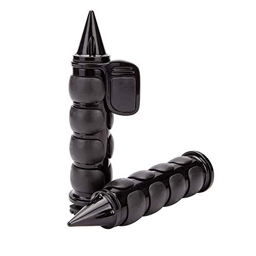 Pair of 1" Dual Black Motorcycle Bar End Hand Grips Handlebar Compatible with Cruisers Harley Yamaha Suzuki - color: Black#3