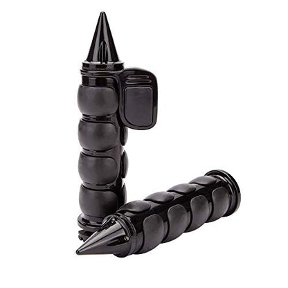 Pair of 1" Dual Black Motorcycle Bar End Hand Grips Handlebar Compatible with Cruisers Harley Yamaha Suzuki - color: Black#3