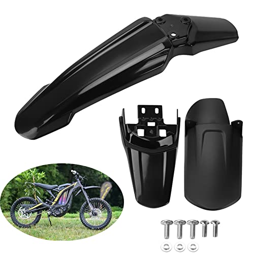 Surron Front-Rear Shock-Rear Fender Set Motorcycle Electric Dirt Bike Off-Road Shock Absorber Mudguard Fender Mud Guard Compatible with Light Bee Sur Ron S/X Segway X160 / X260 3x Fenders Black - style: 3xFender Set