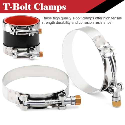 Silicone Straight Hose 3 inch(76mm) Coupler, Rubber 4-ply Reinforced 3 inch Length Pipe 3×3 Air Intake Exhaust Hose Turbo Intercooler Coolant Radiator Tubing with Stainless Steel T-Bolt Clamps - size: 3 Inch