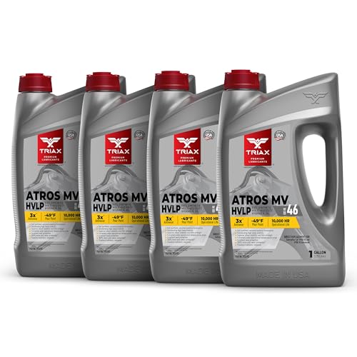 TRIAX Atros MV HVLP 46 Full Synthetic Hydraulic Oil, 300% Additive Anti-Wear Boost, 7,000-10,000 Hour Life, Arctic Grade -54 Cold Flow and High Temp Operations (4 Gallon Pack) - size: 4 Gallon Pack