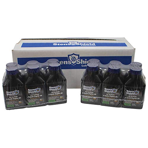Stens Shield 2 Cycle Engine Oil 770-264, Full Synthetic 2 Stroke Oil, Engine Oil for Outdoor Power Equipment, Twenty-Four 2.6 oz. Bottles/case, 1 Bottle Makes 1 Gallon of 50 to 1 Fuel Mix, Blue Oil