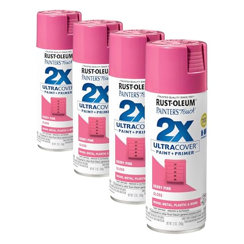 Rust-Oleum 334025 Painter's Touch 2X Ultra Cover Spray Paint, 12 oz, Gloss Berry Pink (Pack of 4) - color: Gloss Berry Pink, size: 12 Ounce (Pack of 4)