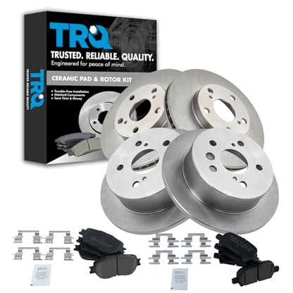 TRQ Front and Rear Brake Pad and Rotor Set Ceramic Vented Solid Rotors - style: BKA11820