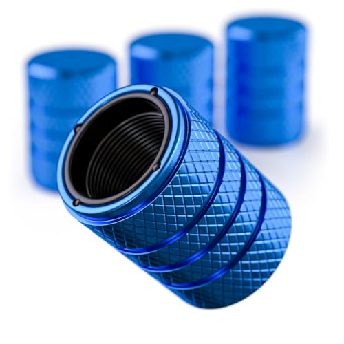Aluminum Tire Valve Stem Caps – Anti-Rust, Premium Anodized Aluminum, Corrosion-Resistant, Easy Install, Universal Fit for Car, Truck, Bike, SUV – 1 Pack/Set of 4 (ICE Blue) - color: ICE BLUE
