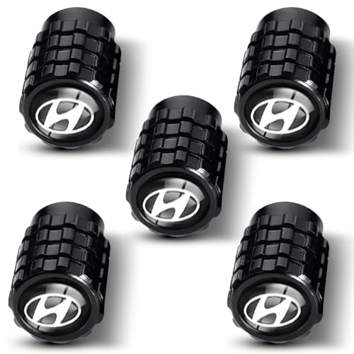 5pcs Tire valve stem cap, Tire valve, Tire cap, Wheel air valve cap, Suitable for Hyundai Elantra Sonata Tucson Santa fe Genesis Equus All Models Car Accessories-XD-Black, black04