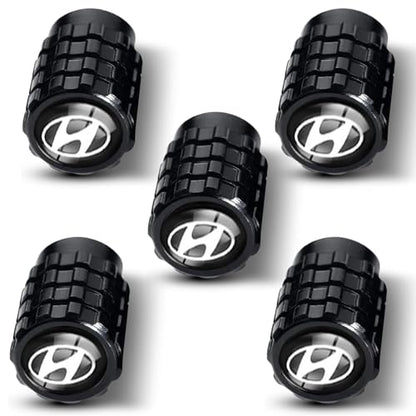 5pcs Tire valve stem cap, Tire valve, Tire cap, Wheel air valve cap, Suitable for Hyundai Elantra Sonata Tucson Santa fe Genesis Equus All Models Car Accessories-XD-Black, black04