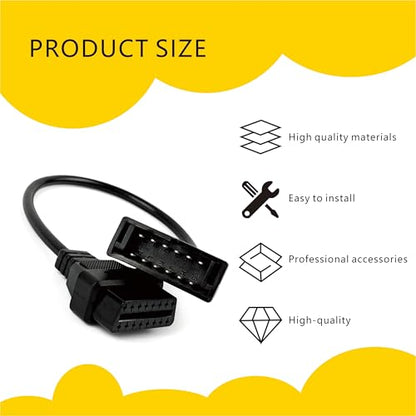 1 PC OBD1 Scanner Connector, 12 Pin to OBD1 to OBD2 16 Pin Diagnostic Extension Tool Cable, Vehicle Diagnostic Tool Conversion Cable, Universal for Most Cars (Black)