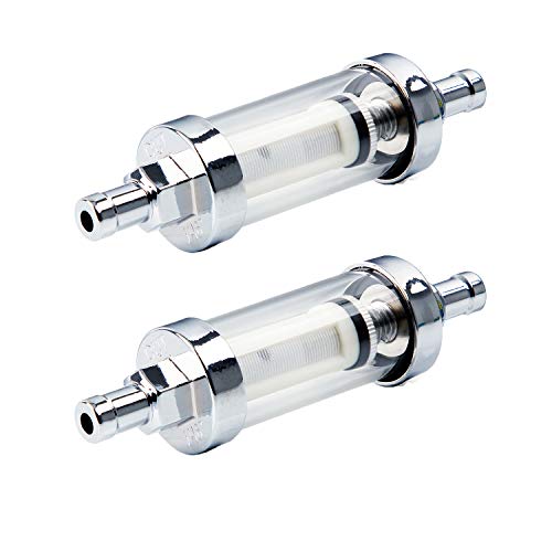 5/16 inch 9747 Inline Fuel Filter With Clear View Glass And Chrome (2) - size: 2 Pack