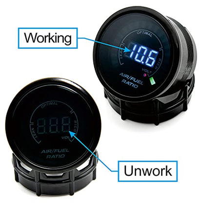 ARTILAURA 2-1/16" 52mm Air/Fuel Ratio Gauge LED Digital Display with Narrowband O2 Oxygen Sensor Car Gauge for 12V Car