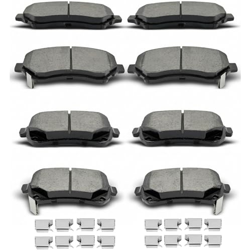 D1273 D1326 Front Rear Ceramic Brake Pads With Clips Fit for Chrysler Town & Country,for Dodge Grand Caravan,for Dodge Journey,for Volkswagen Routan - size: D1273,D1326