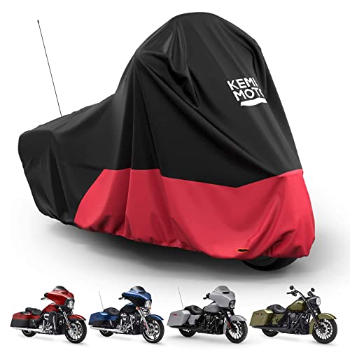 KEMIMOTO Heavy Duty 420D Motorcycle Cover Waterproof Fits for Touring Model - color: Red, size: Touring/Touring Ultra