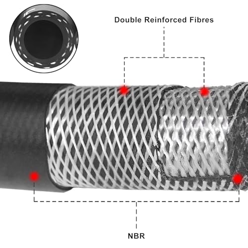 3/8" Fuel Line Hose, SAE 30R10 5FT 300PSI High Pressure Submersible for Automotive Fuel Systems Engines - size: 3/8"-5FT
