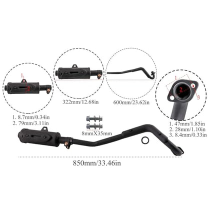 28mm 1.1" ATV Quad Exhaust Pipe with Muffler for ATV UTV Go Kart Drift Trike Quad Buggy 4 Wheeler Dirt Pit Bike Coolster Apollo Taotao Kazuma Roketa 50cc 70cc 90cc 110cc 125cc 140cc